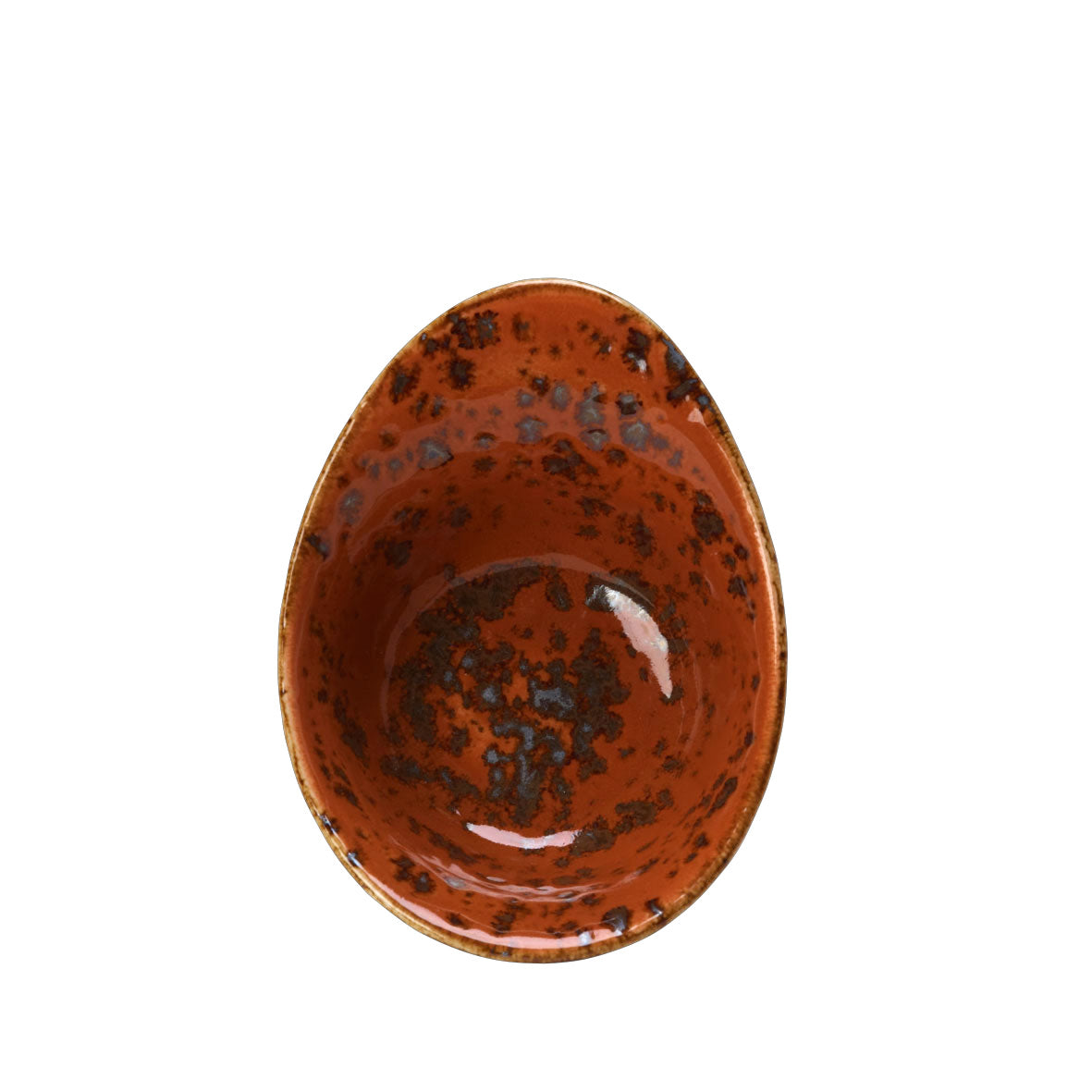 Rote, rustikale Schale von oben.