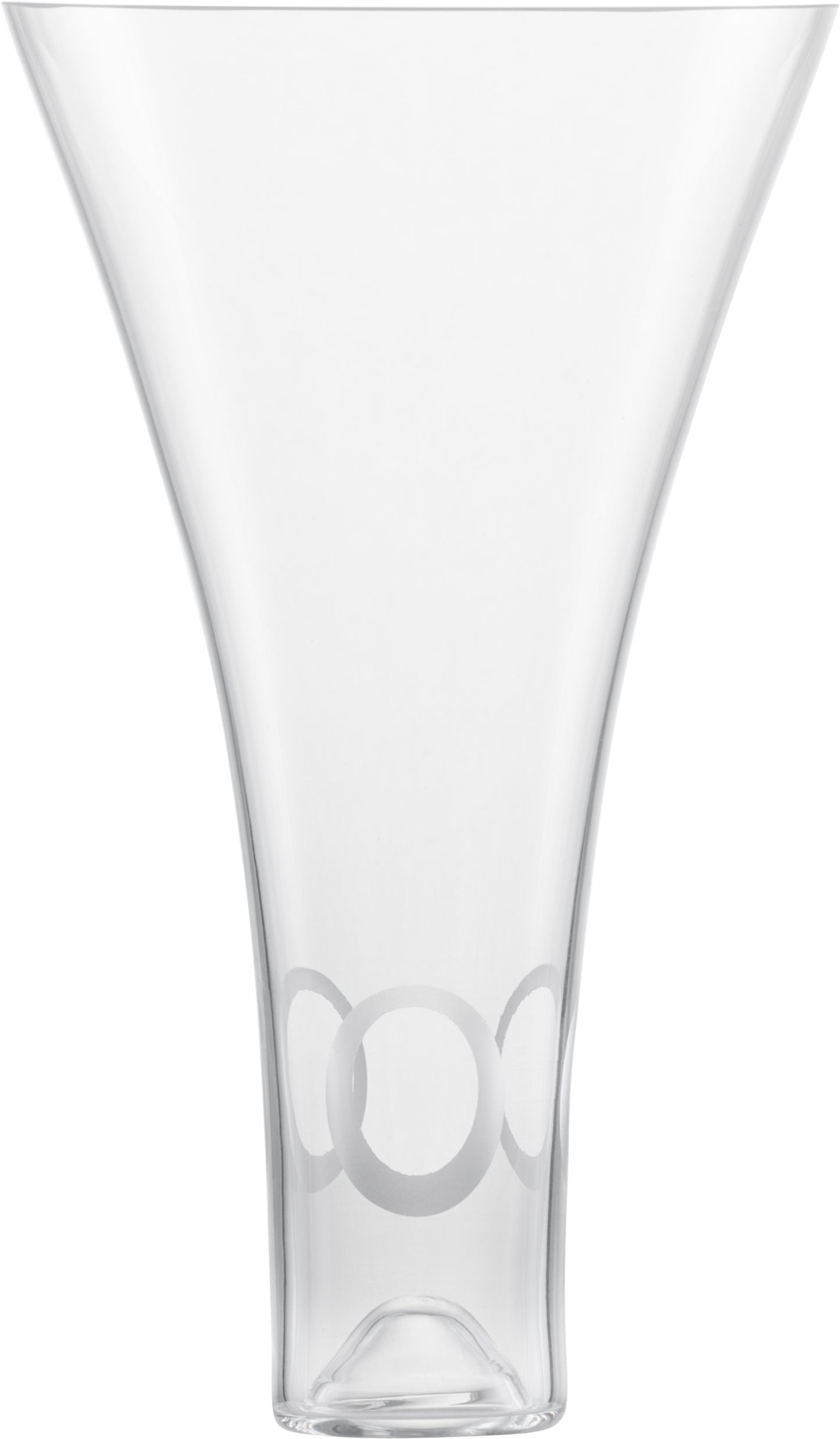 Glasvase mit kreisförmigem Muster.