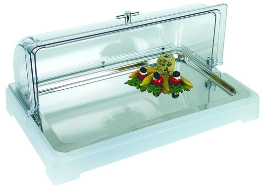 Buffet-Vitrine mit dekoriertem Teller.