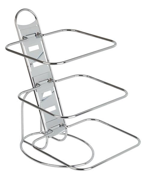Dreistufiger Metallständer für Tabletts.