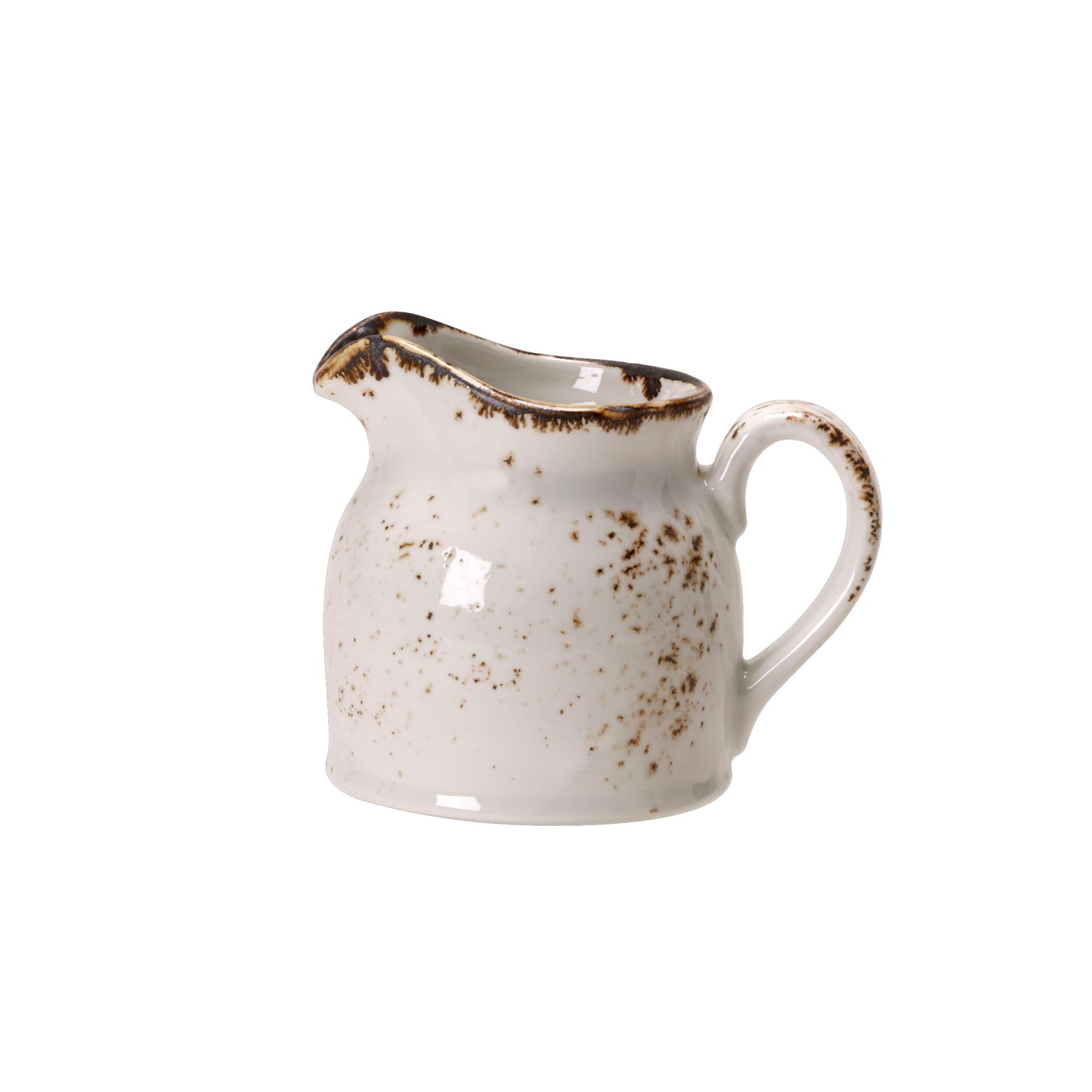 Kleiner, rustikaler Keramik-Milchkrug.