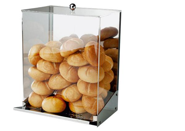 Brötchenspender mit Brötchen gefüllt.