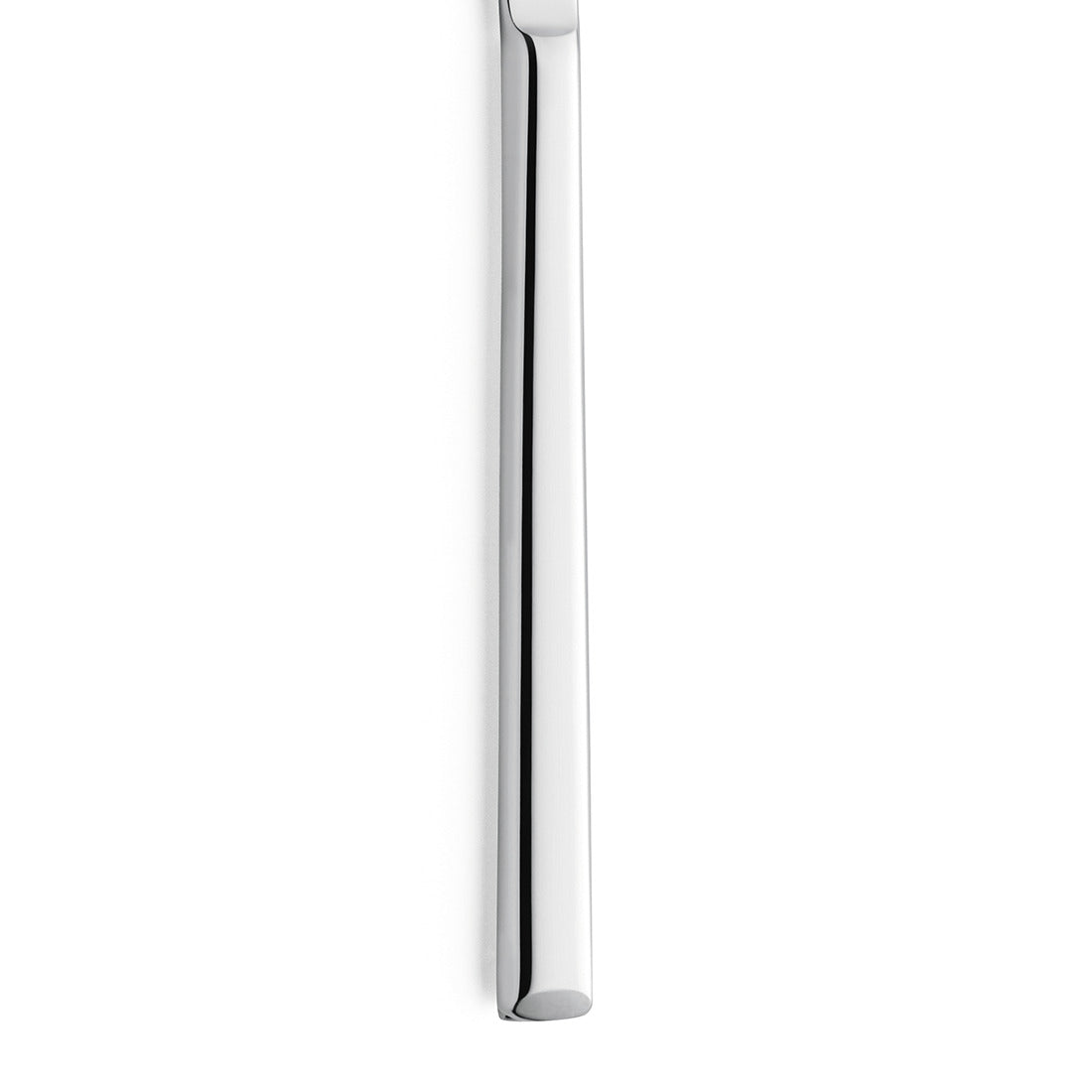 Silberner, langer, schmaler Metallstab, glänzend.