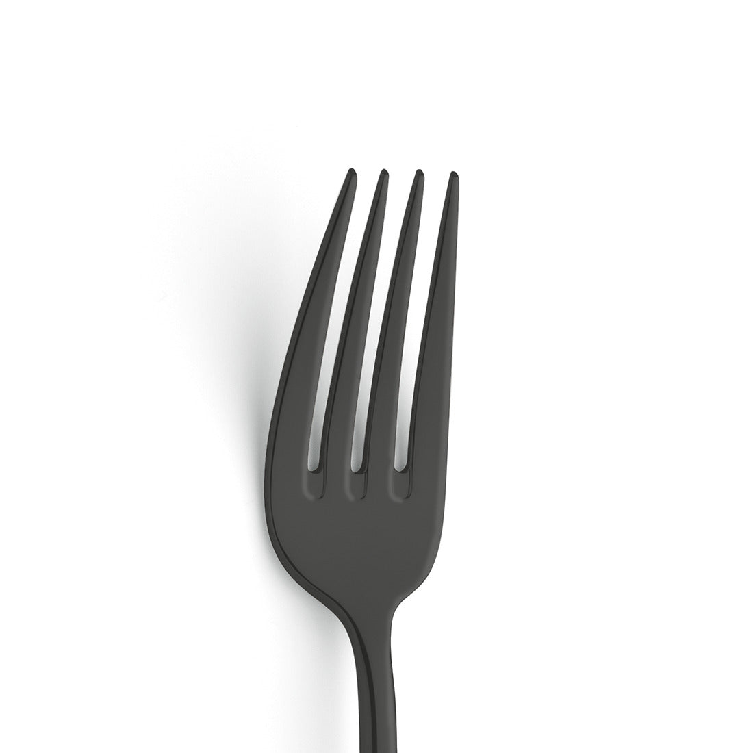 Schwarze Gabel auf weißem Hintergrund.