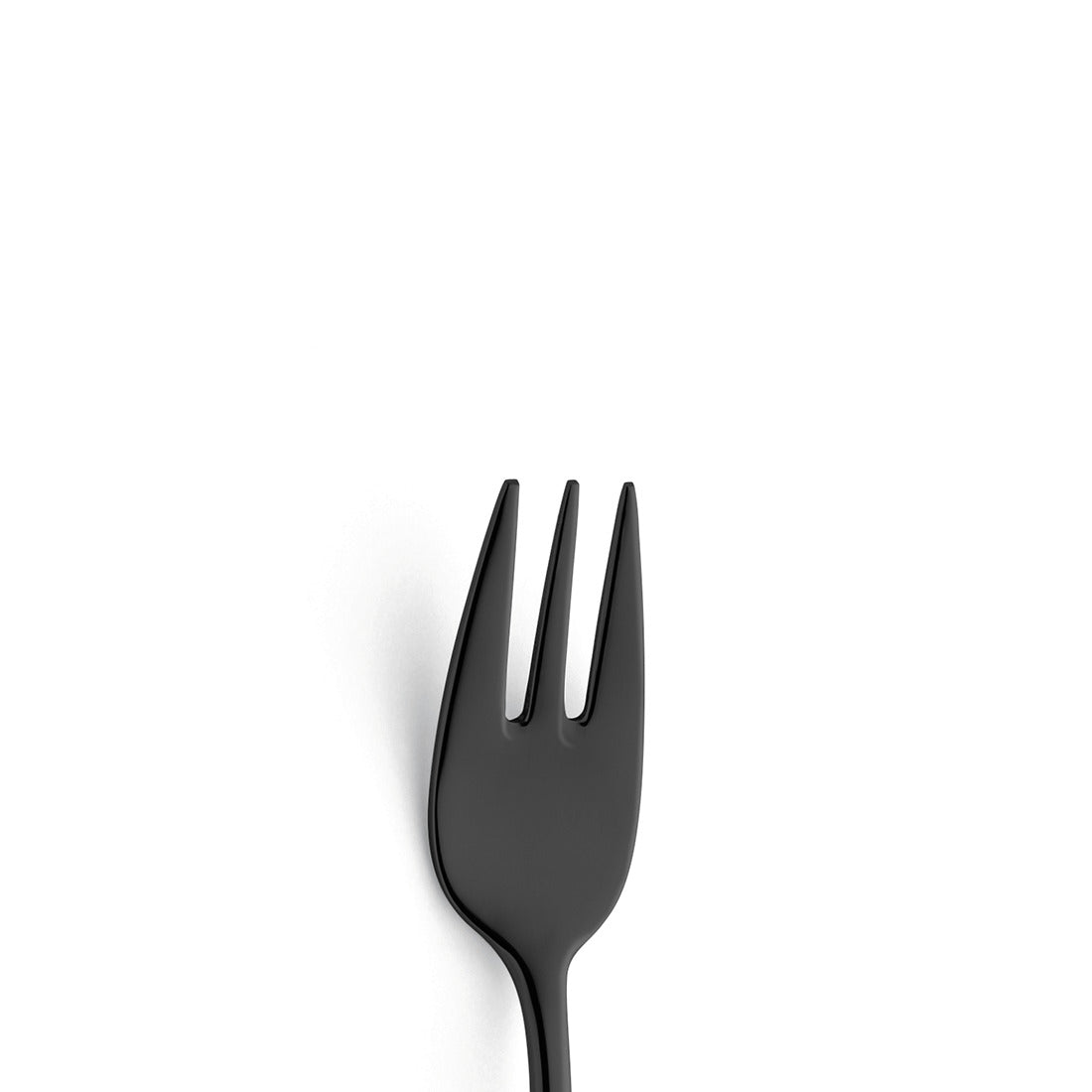 Schwarze Gabel auf weißem Hintergrund.