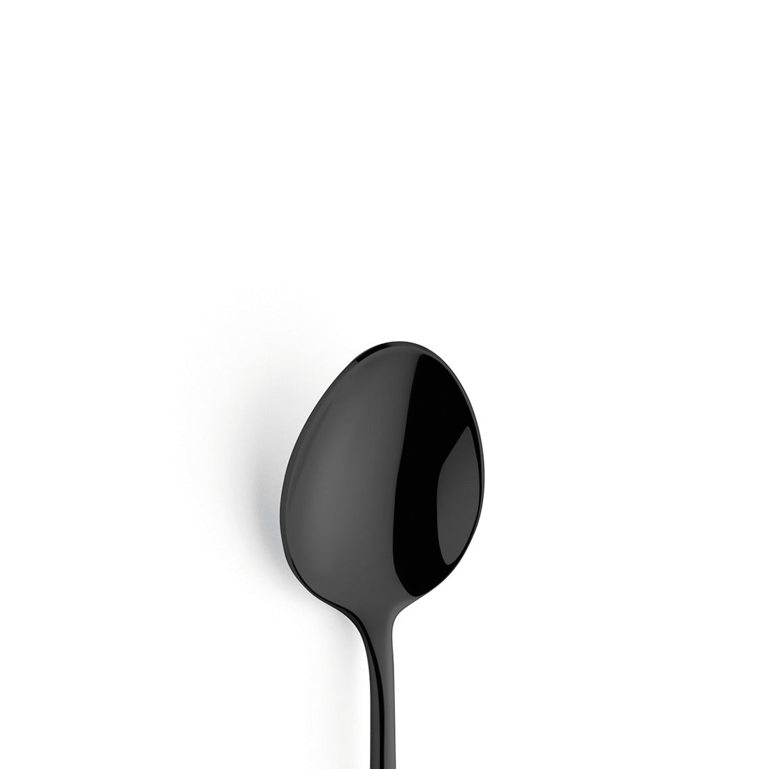 Schwarzer Löffel auf weißem Hintergrund.