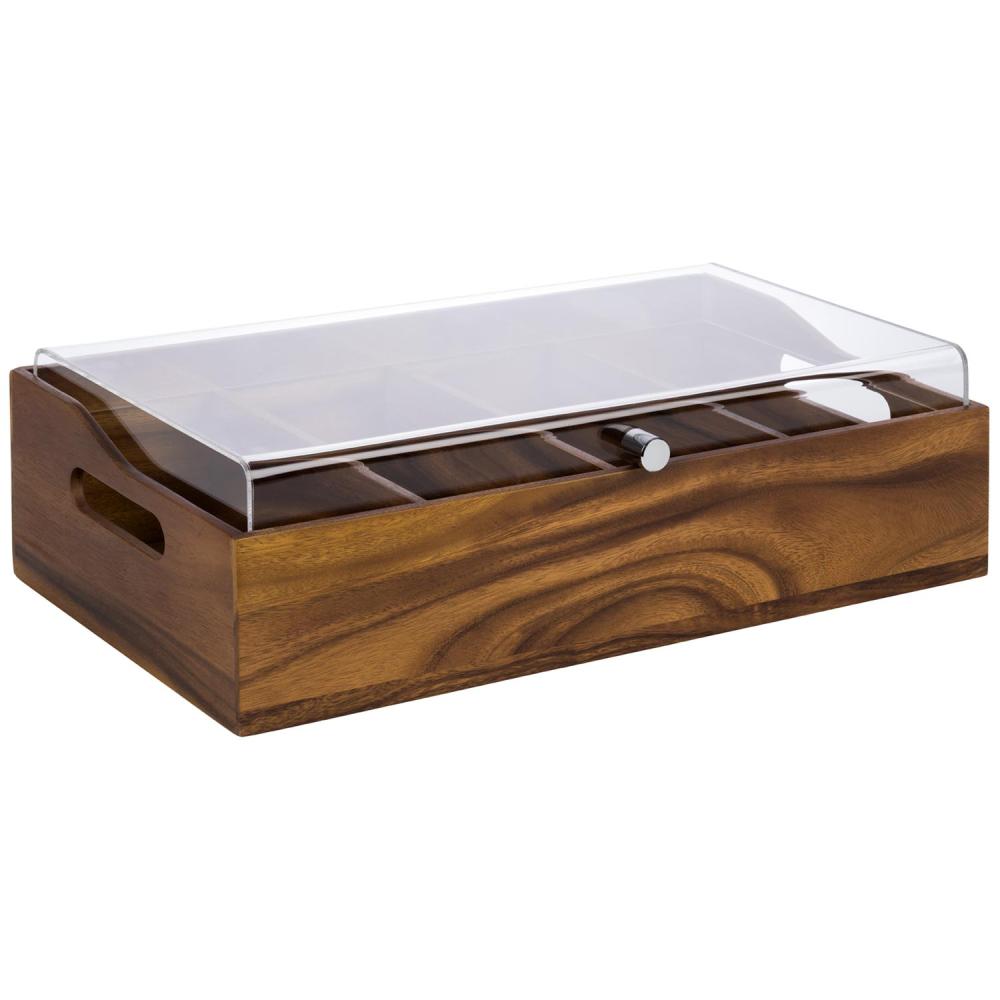 Holzbox mit transparentem Deckel.