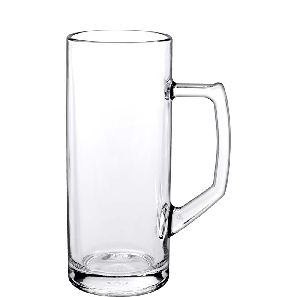 Leeres Bierglas mit Henkel.