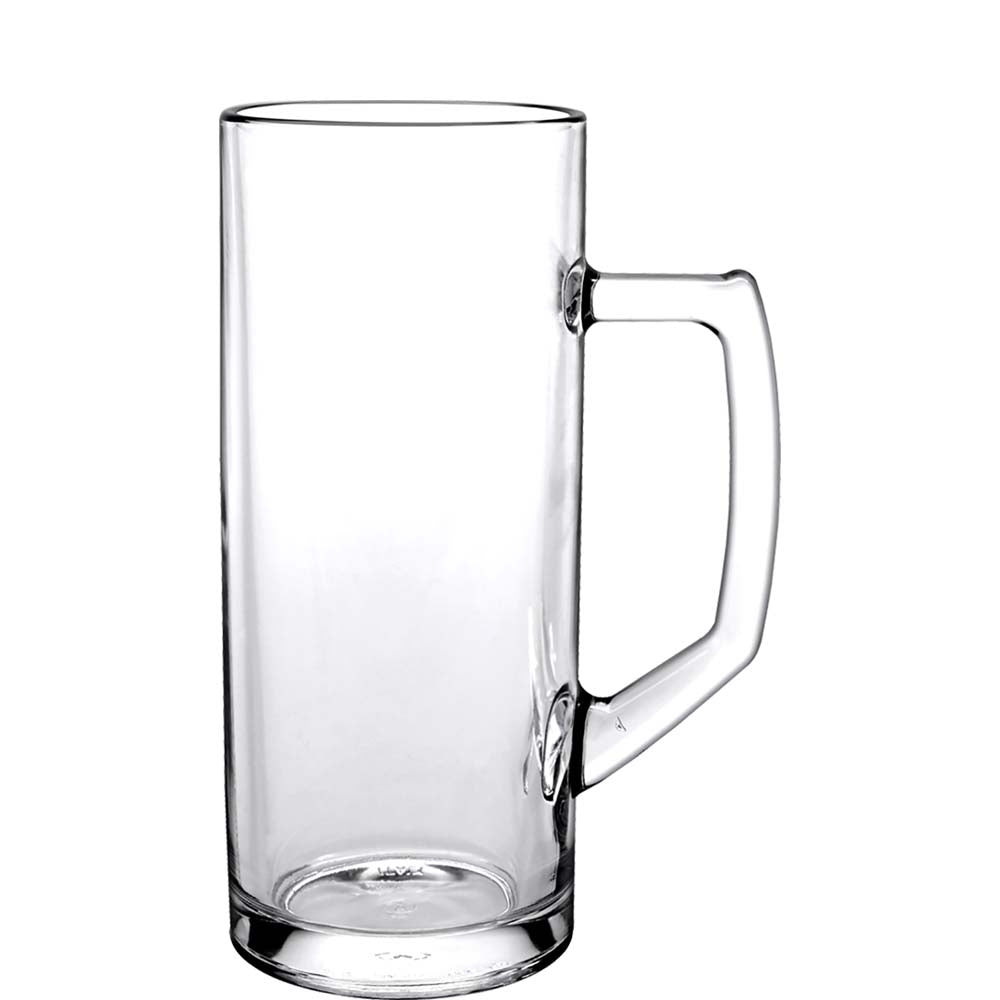 Leeres Bierglas mit Henkel.