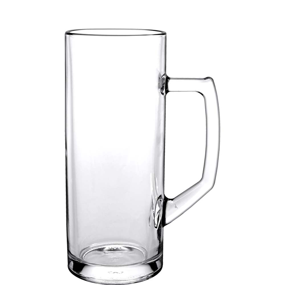 Leeres Bierglas mit Henkel.