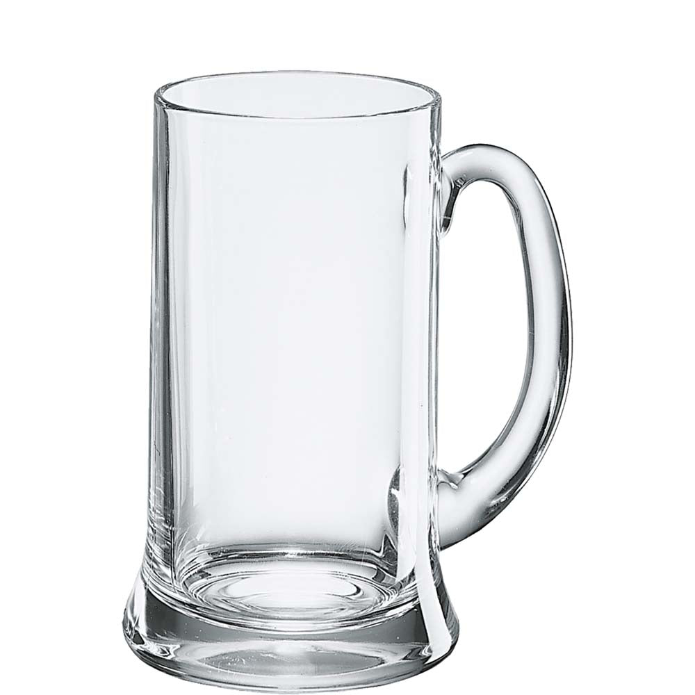 Leeres Bierglas mit Henkel.