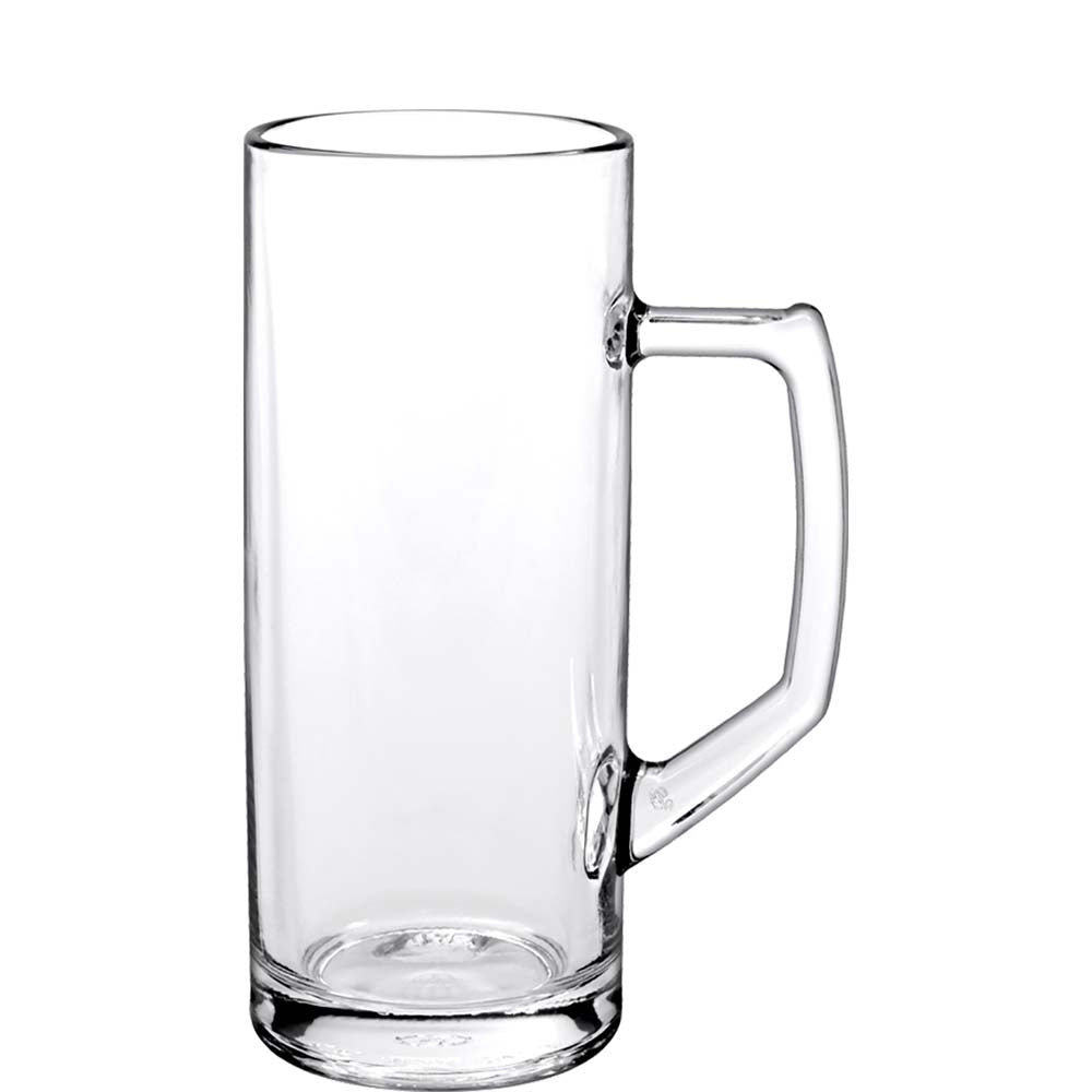 Leeres Bierglas mit Henkel.