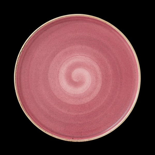 Roter Teller mit Spiralmuster.