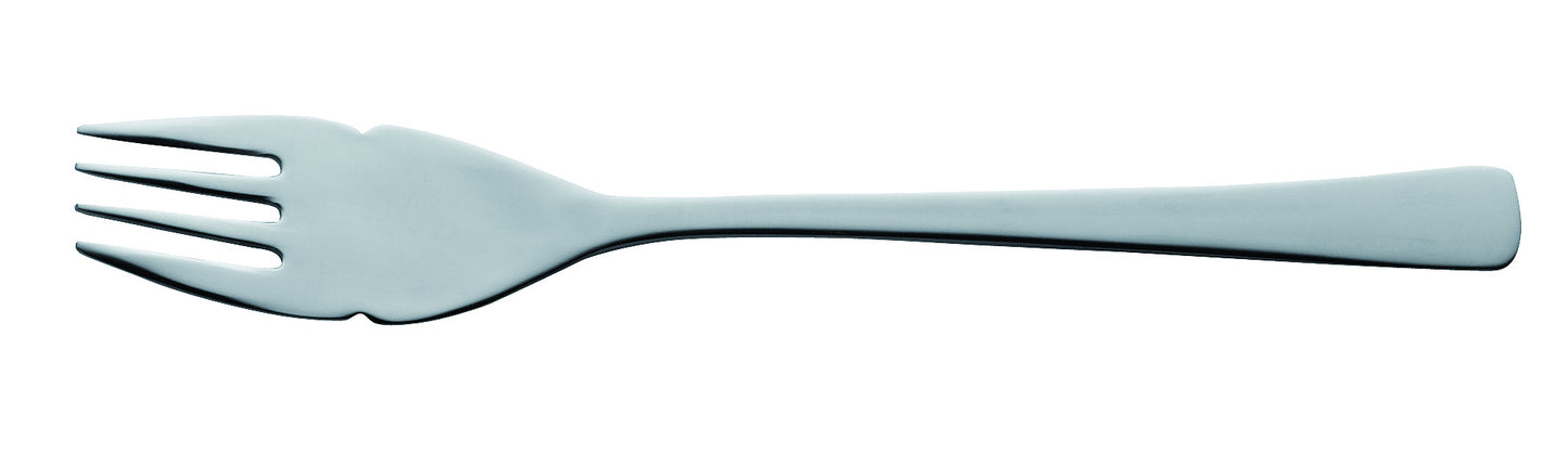 Metallspork auf weißem Hintergrund.