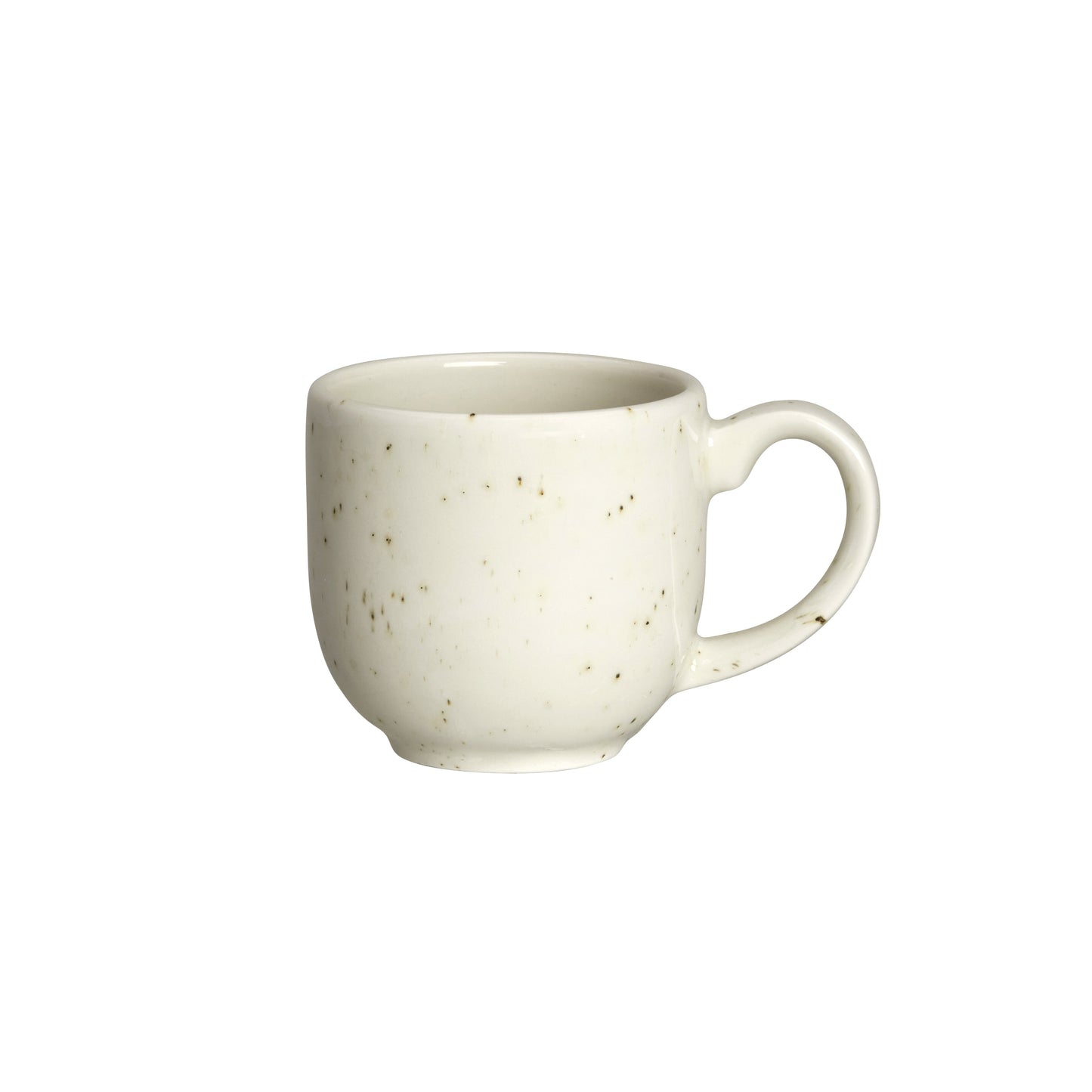 Weiße Tasse mit Henkel.