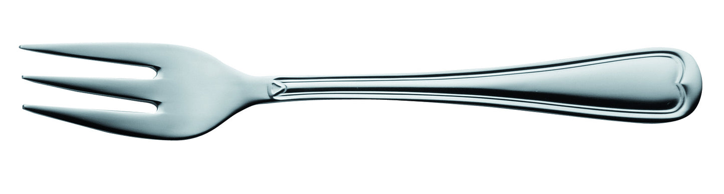 Silberne Gabel mit drei Zinken.