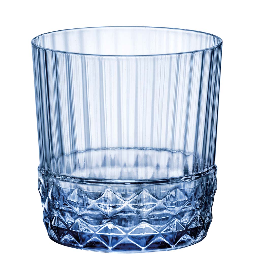 Blaues Glas mit Rippenmuster