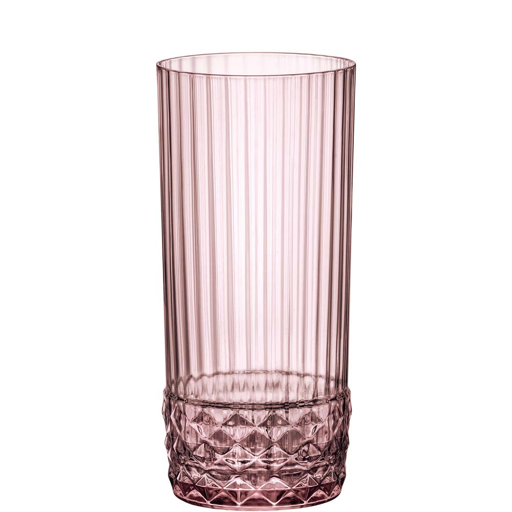 Rosa geriffeltes Trinkglas, hoch.