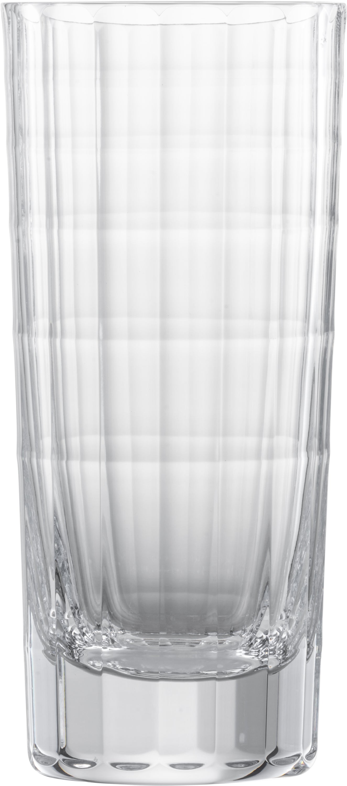Klarglas-Longdrinkglas mit Facettenschliff.