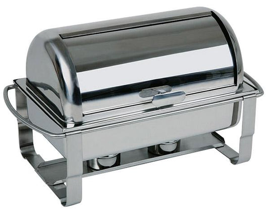 Chafing Dish aus Edelstahl geschlossen.