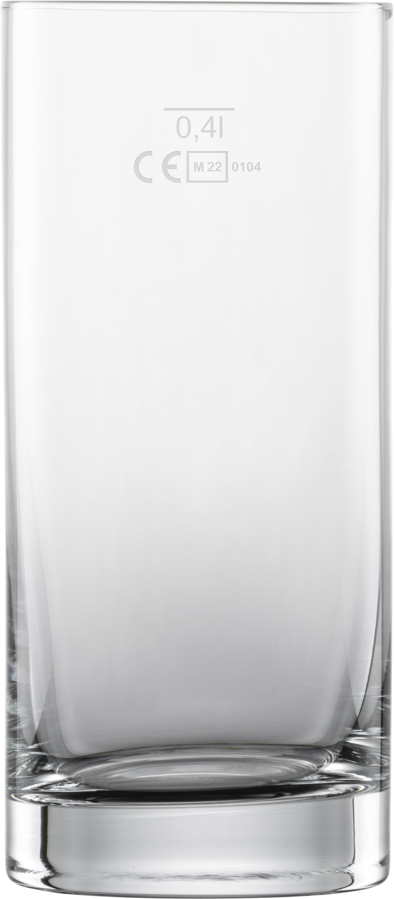 Leeres Glas mit Füllmarkierung.