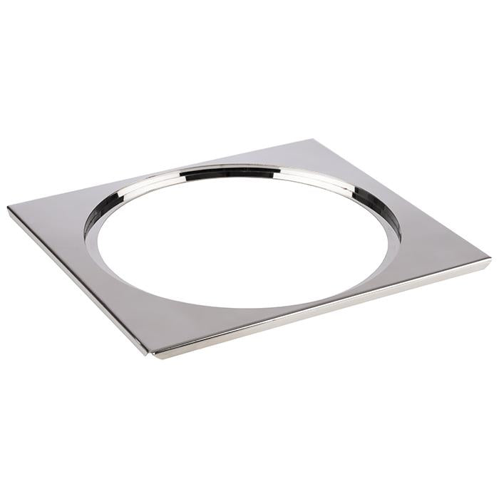 Quadratische Edelstahlplatte mit Aussparung.