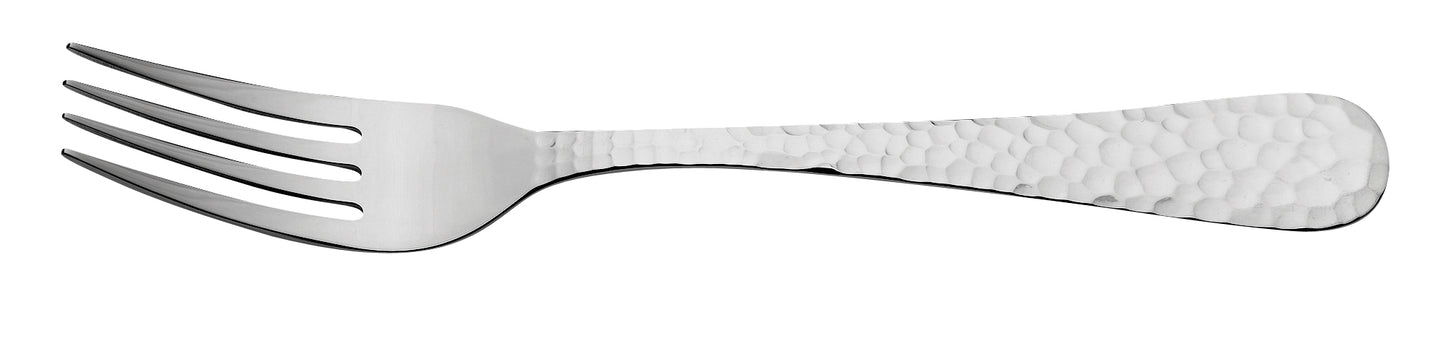 Silberne Gabel mit gehämmertem Griff.