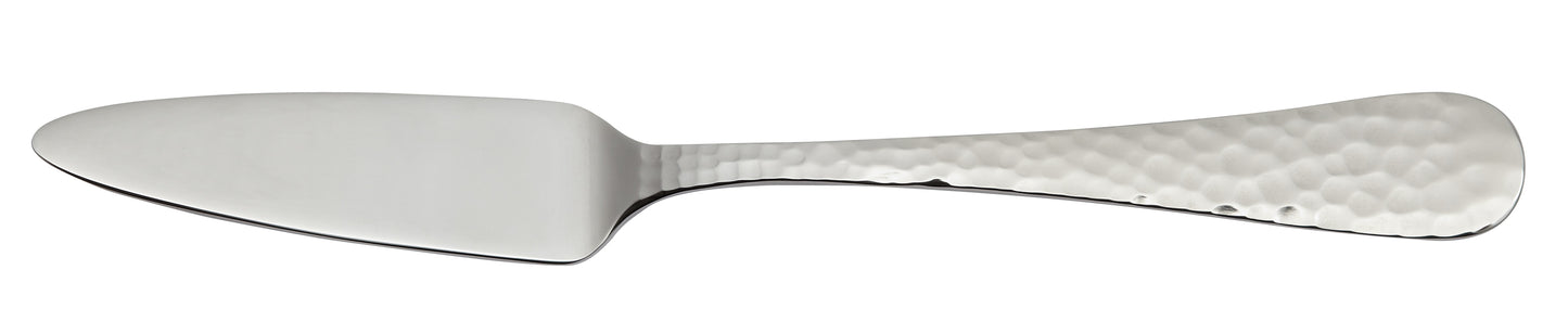 Silberner Tortenheber mit Hammerschlag.