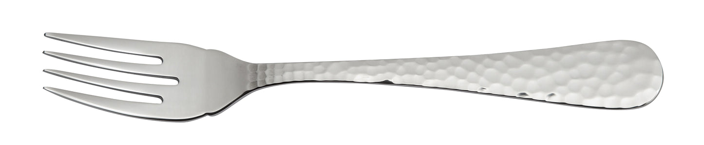 Silberne Gabel mit gehämmertem Griff.