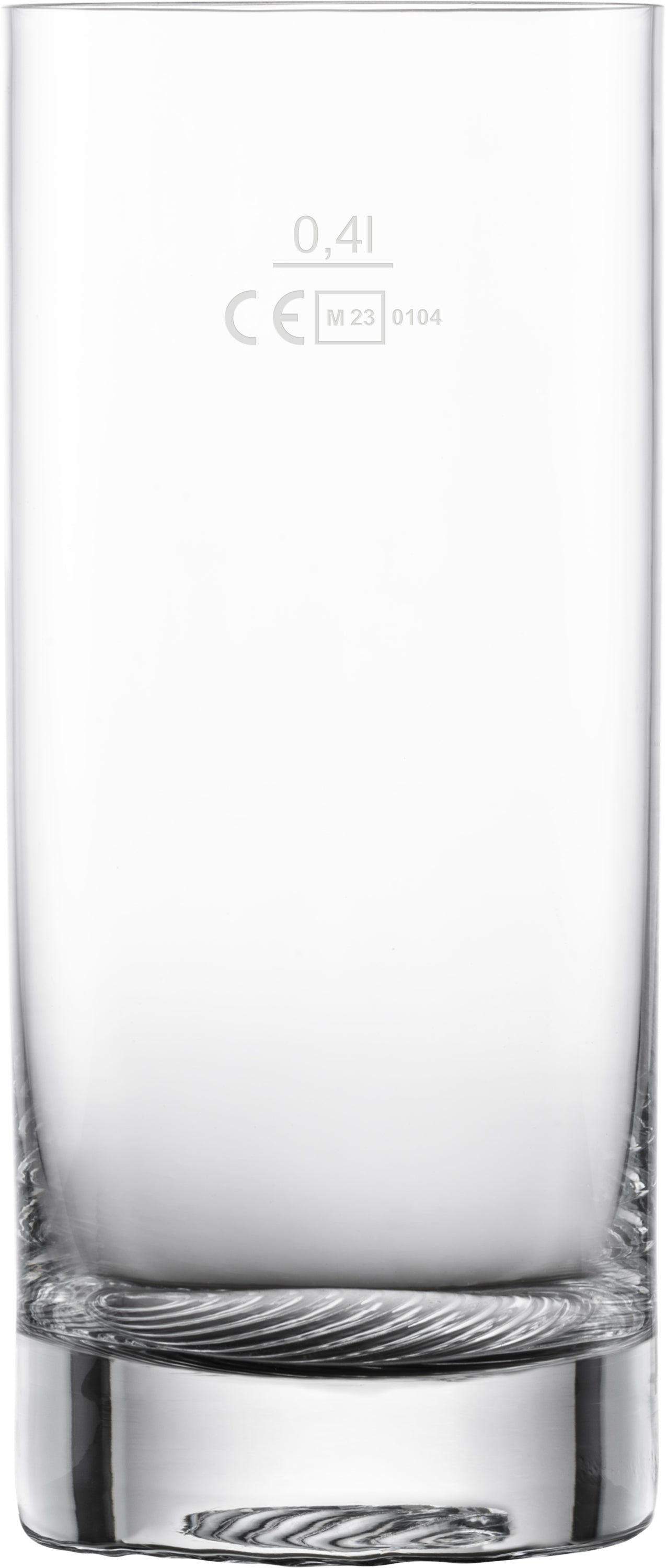 Leeres Glas mit Füllmarkierung.