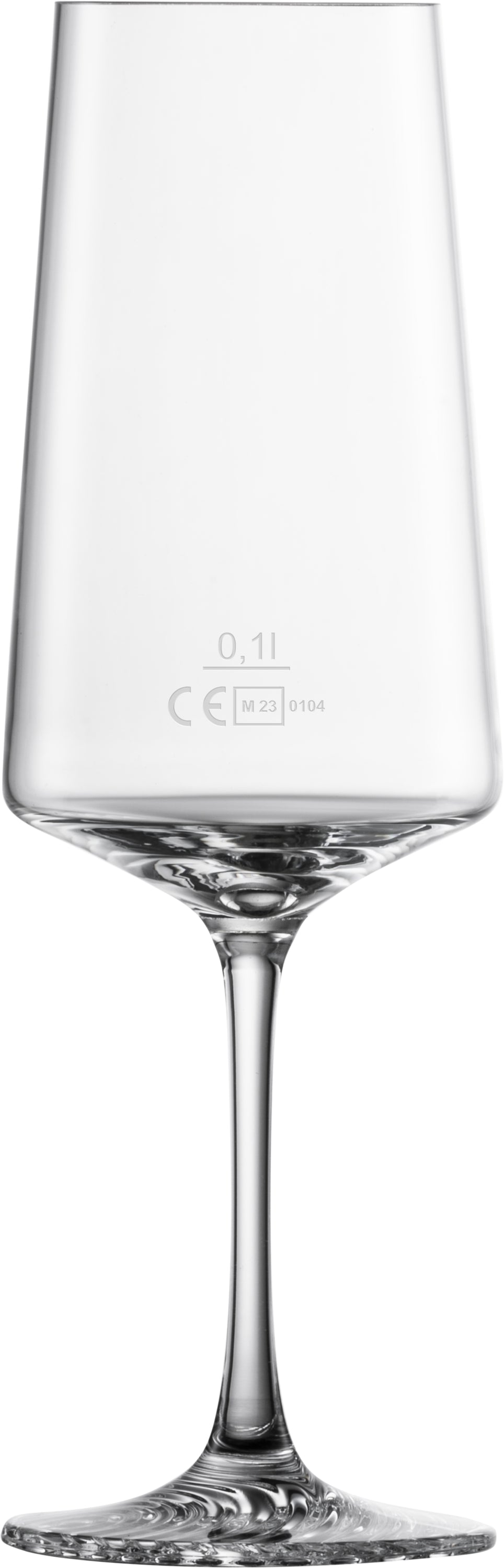 Weinglas mit Eichstrich und Stiel.