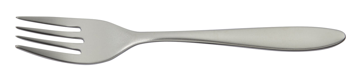 Metallspork auf weißem Hintergrund.