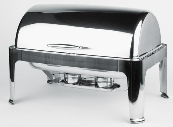 Chafing Dish aus Edelstahl geschlossen.
