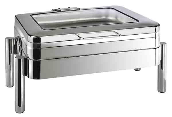 Rechteckiger Edelstahl-Chafing-Dish Behälter.