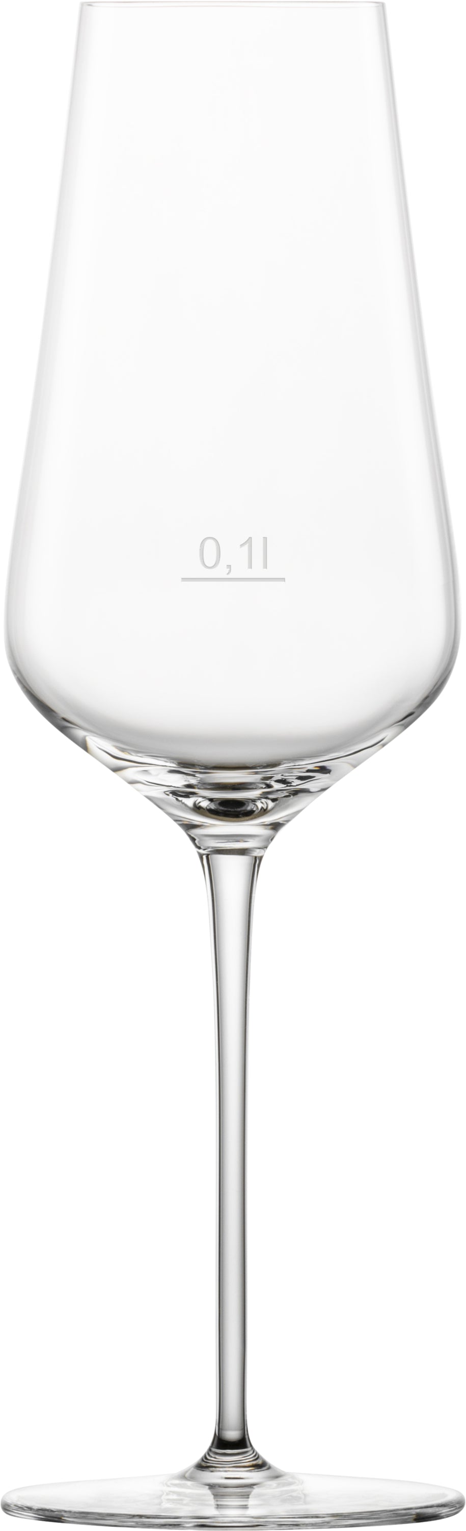 Weinglas mit 0,1-Liter-Markierung.