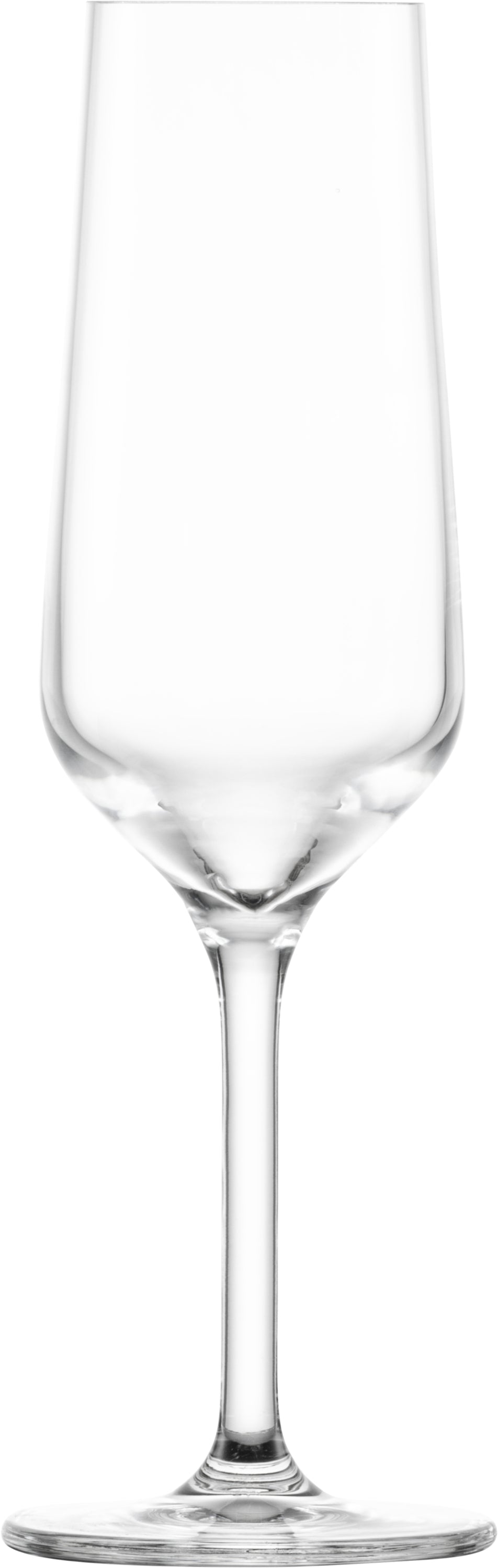 Leeres Sektglas auf weißem Hintergrund.