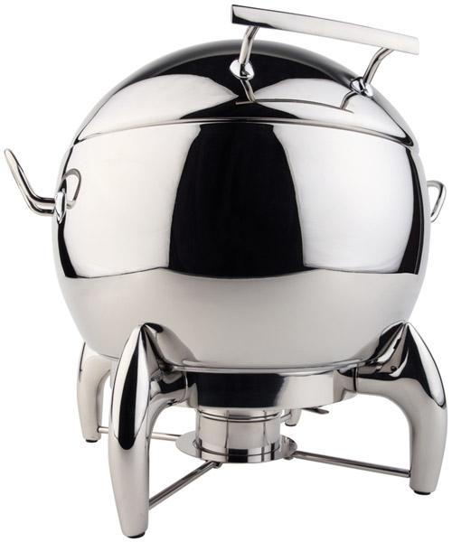 Runder Chafing Dish aus Edelstahl.