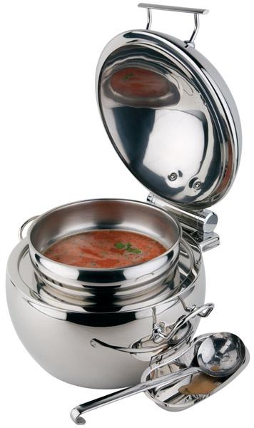 Suppentopf mit Suppenkelle geöffnet.
