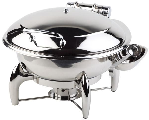 Runder Chafing Dish aus Edelstahl.