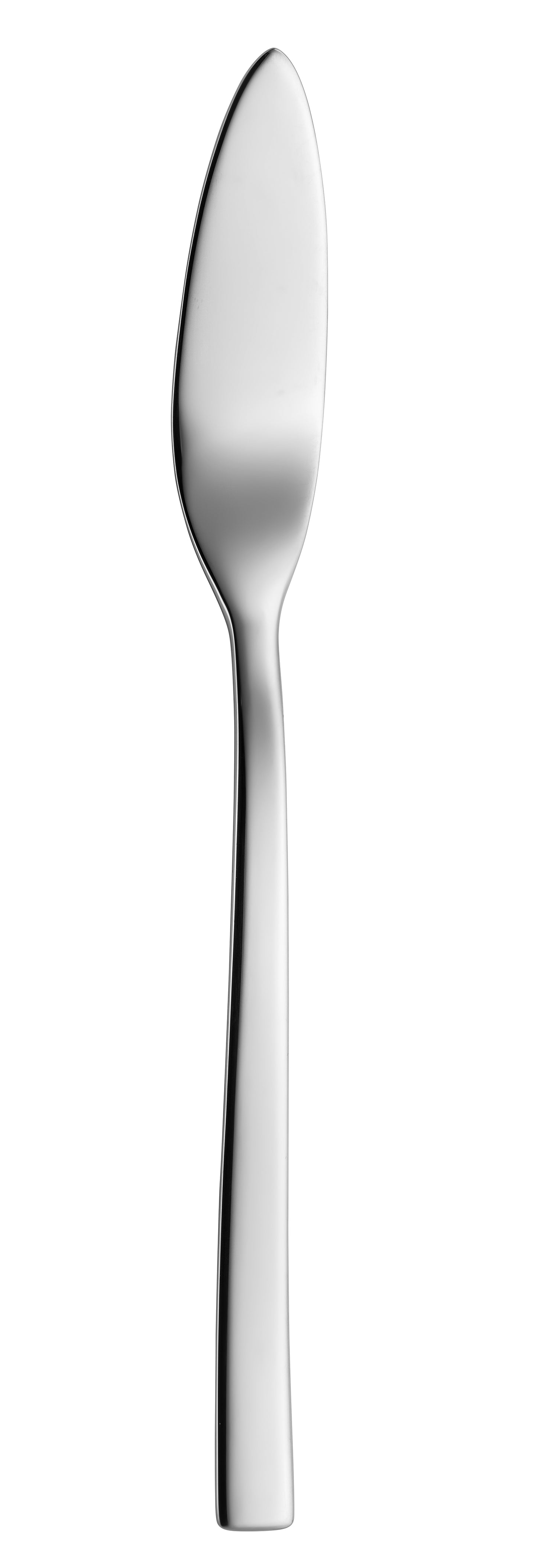 Silberner Löffel auf weißem Hintergrund.