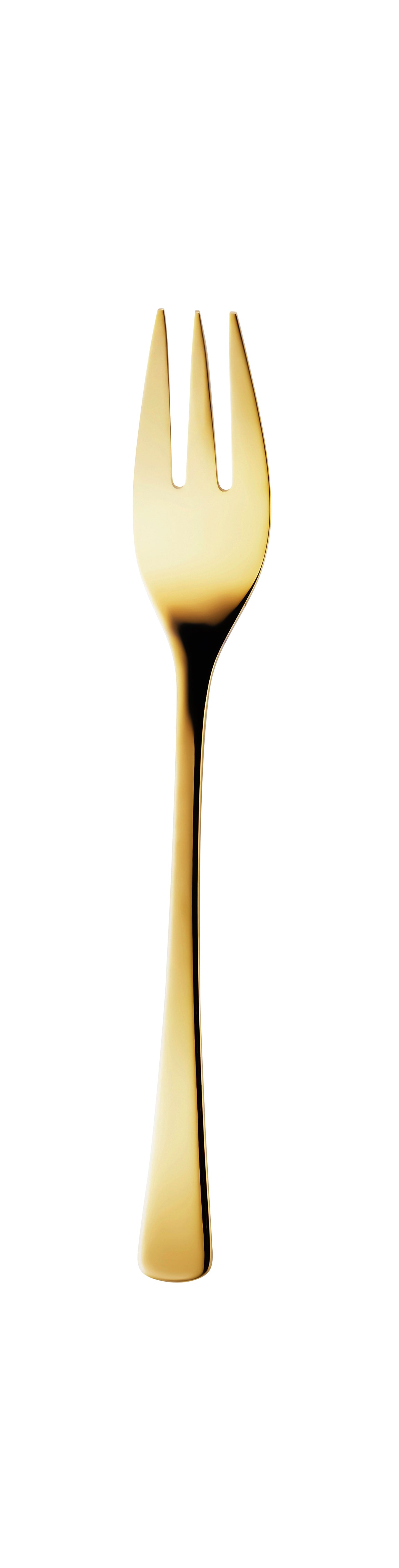 Goldene Gabel mit drei Zinken.