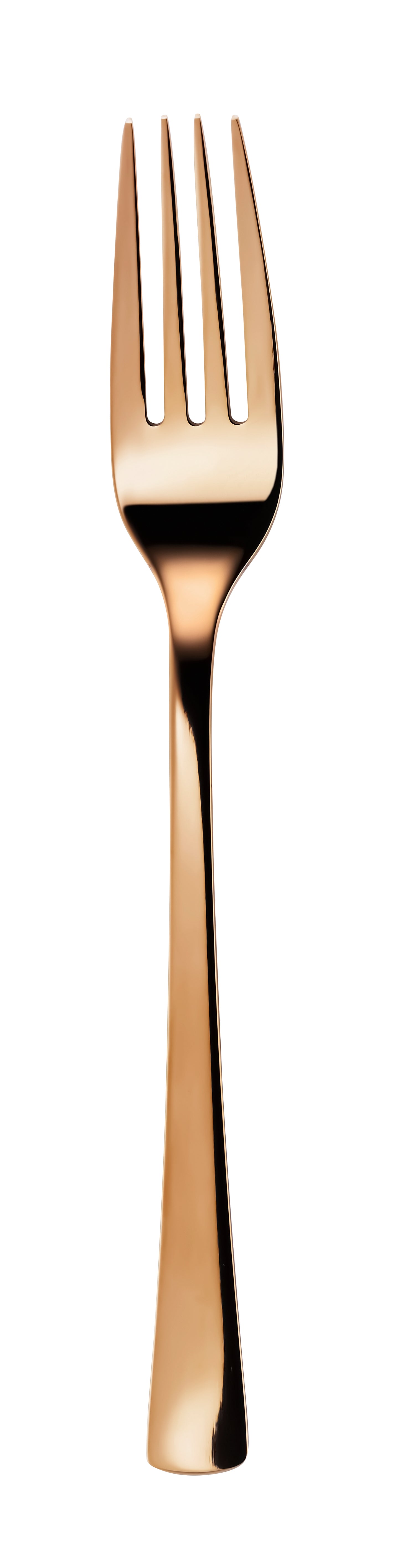 Goldene Gabel auf weißem Hintergrund.