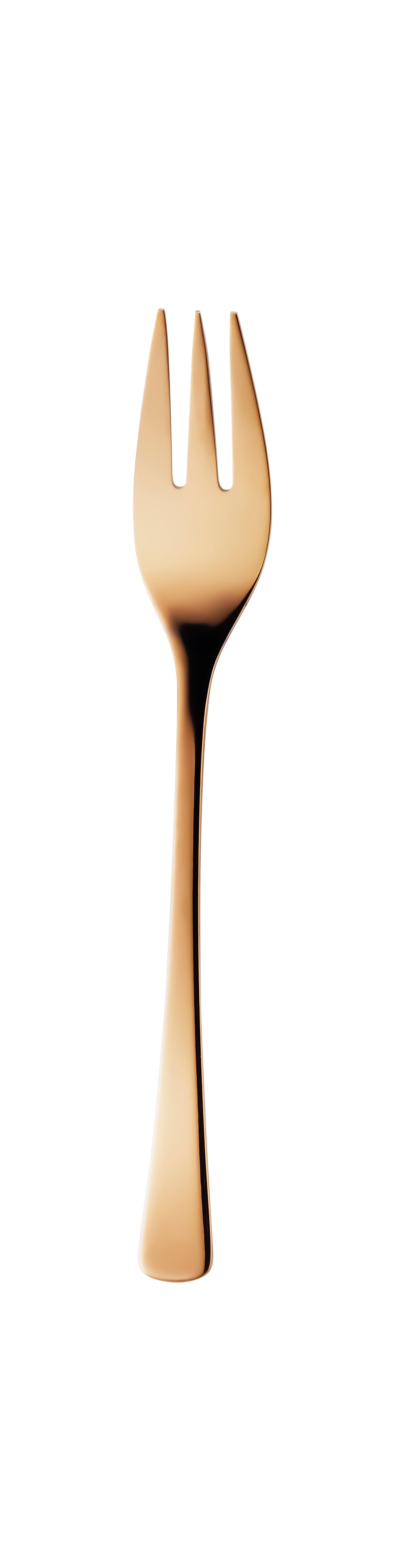 Goldene Gabel auf weißem Hintergrund.