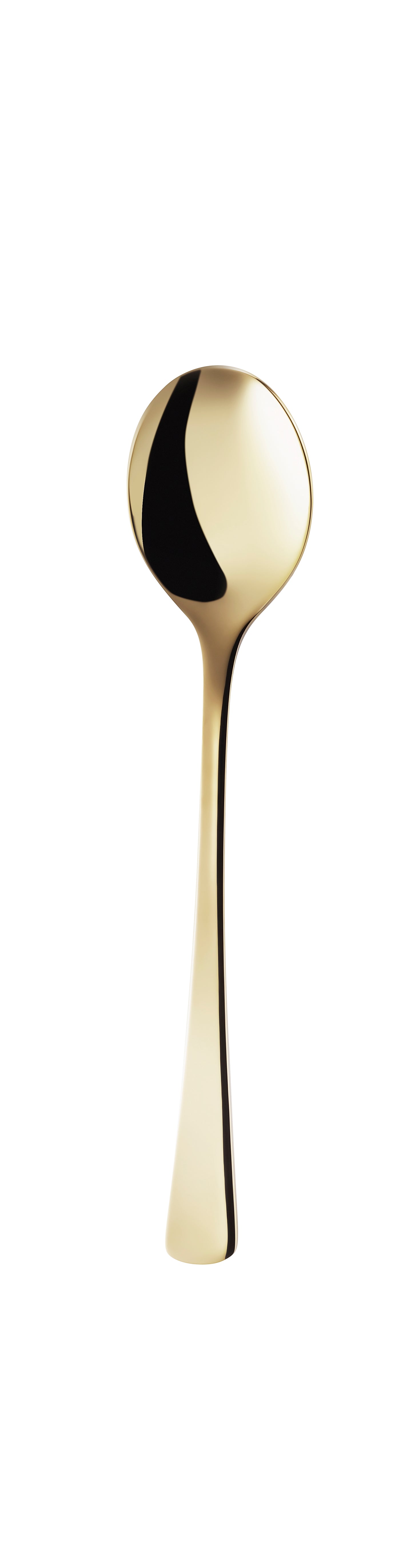 Goldener Löffel auf weißem Hintergrund.