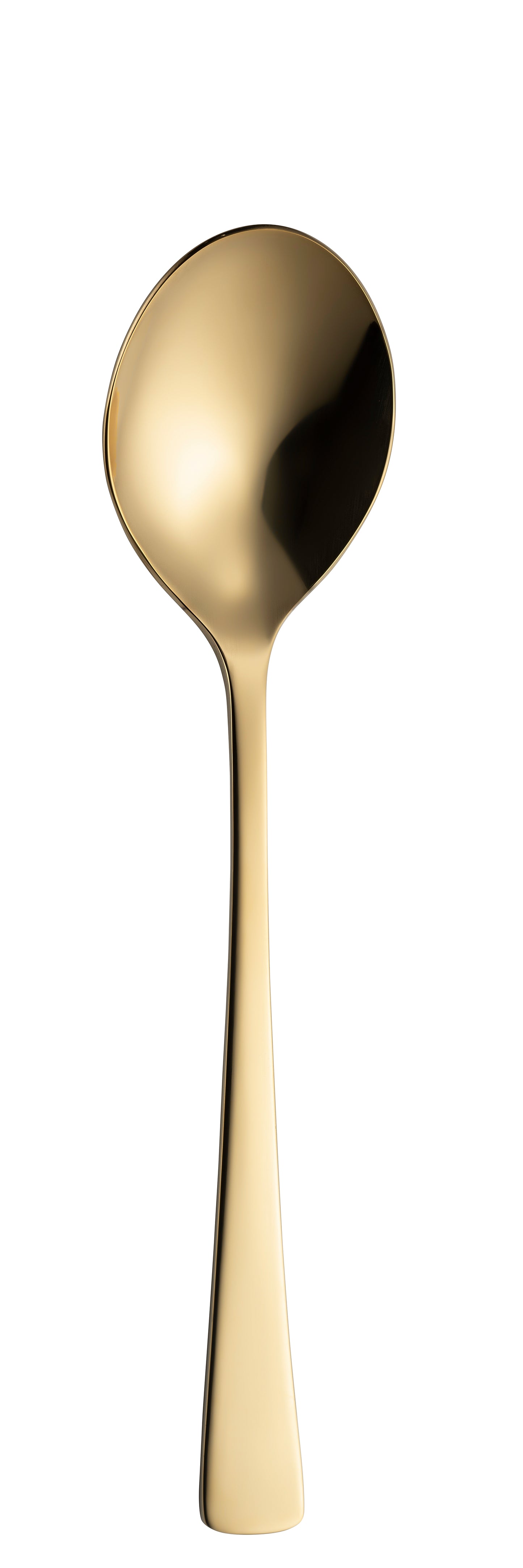 Goldener Löffel auf weißem Hintergrund.