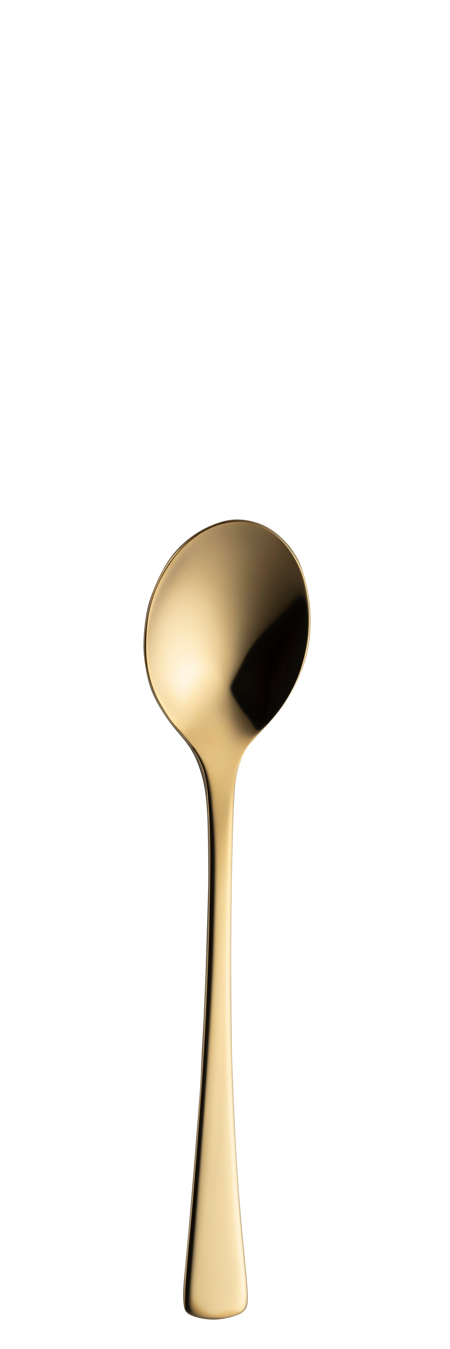 Goldener Löffel auf weißem Hintergrund.