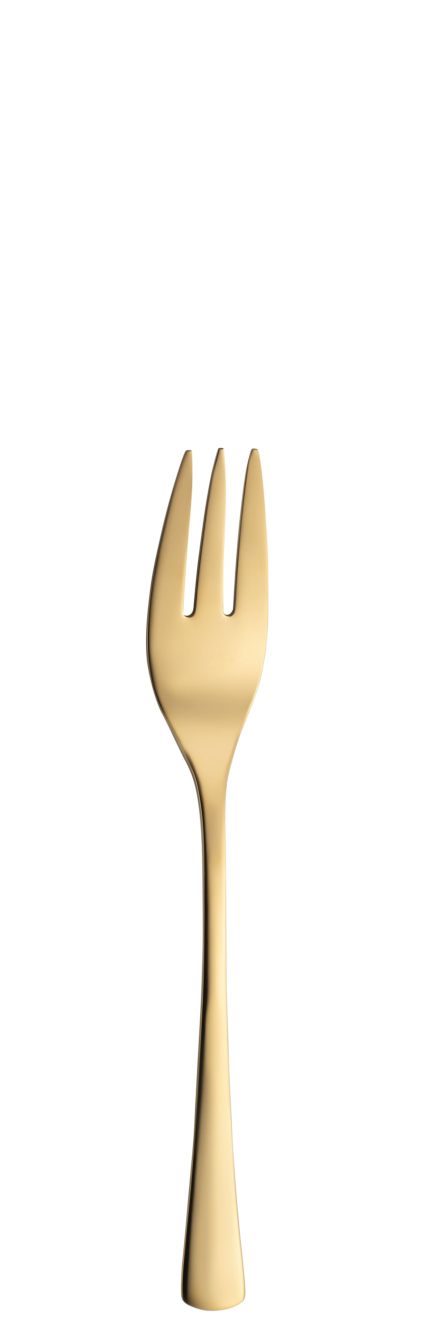 Goldene Gabel auf weißem Hintergrund.
