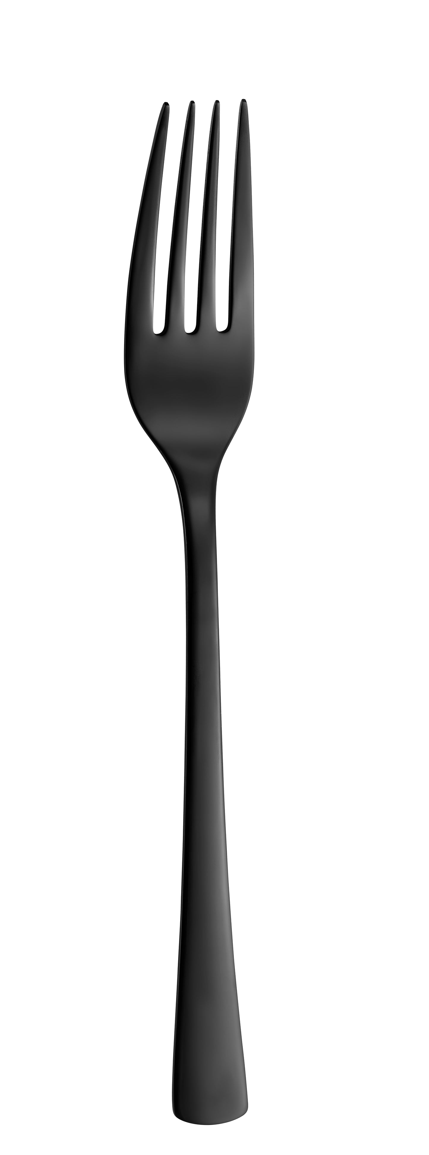 Schwarze Gabel auf weißem Hintergrund.
