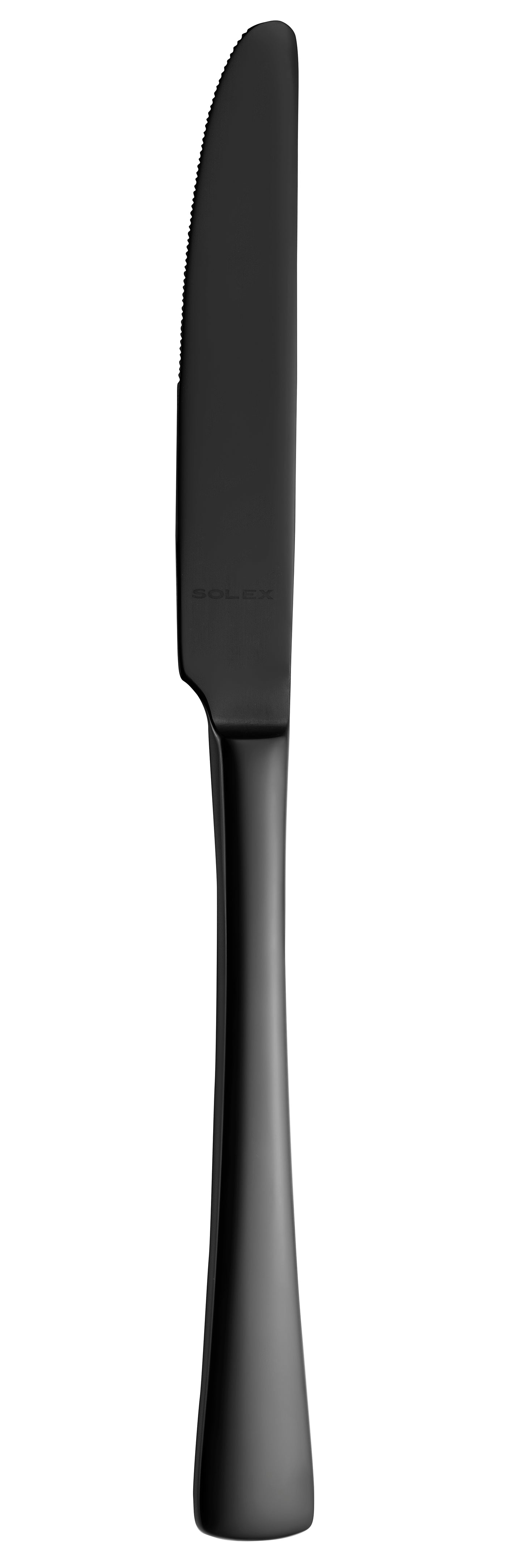 Schwarzes Buttermesser auf weißem Hintergrund.