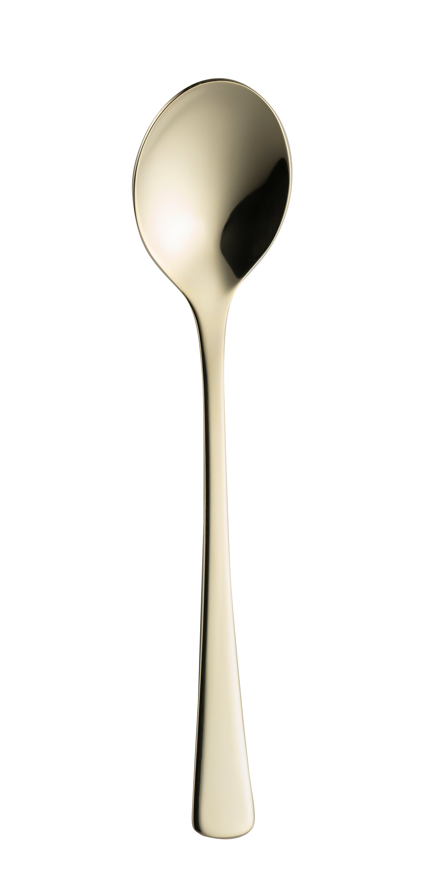 Goldener Löffel auf weißem Hintergrund.
